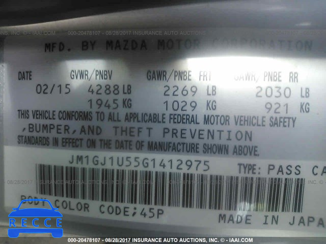 2016 Mazda 6 JM1GJ1U55G1412975 зображення 8