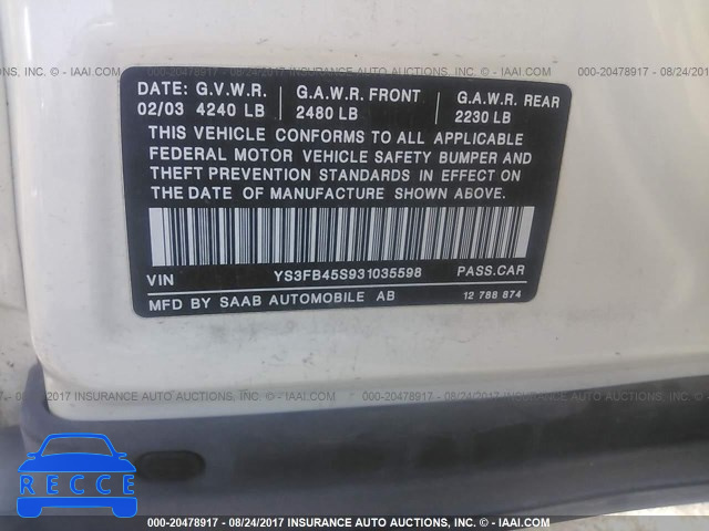 2003 Saab 9-3 YS3FB45S931035598 image 8