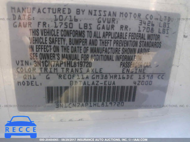 2017 NISSAN VERSA 3N1CN7AP1HL819720 image 8