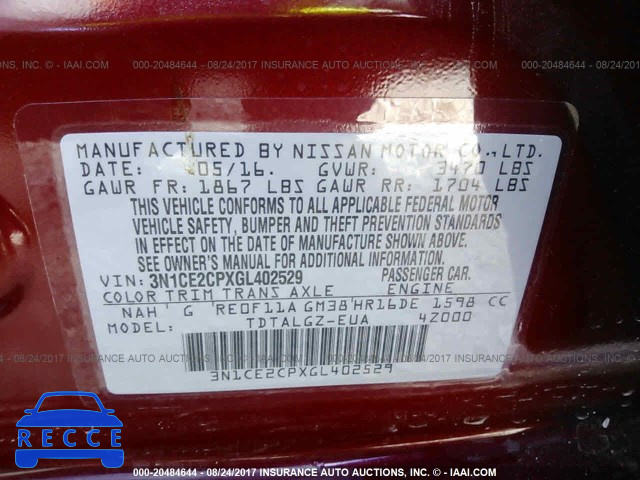 2016 Nissan Versa Note 3N1CE2CPXGL402529 зображення 8