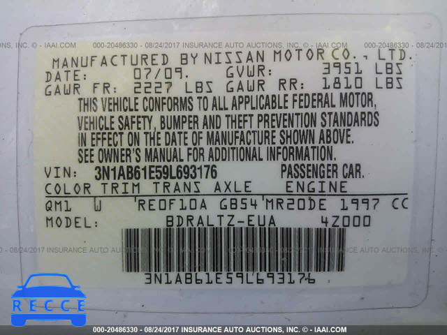 2009 Nissan Sentra 3N1AB61E59L693176 image 8