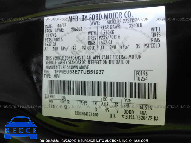 2007 Ford Explorer XLT 1FMEU63E77UB51937 image 8