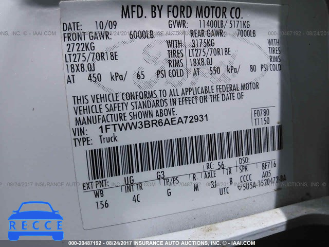 2010 Ford F350 SUPER DUTY 1FTWW3BR6AEA72931 image 8