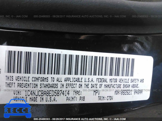 2014 Jeep Compass 1C4NJCBA8ED587414 image 8