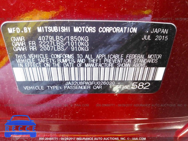 2015 Mitsubishi Lancer GT JA32U8FW3FU026020 Bild 8