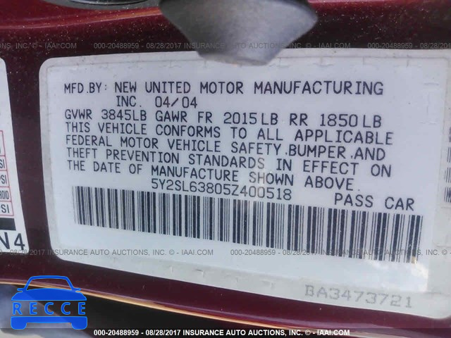 2005 Pontiac Vibe 5Y2SL63805Z400518 image 8