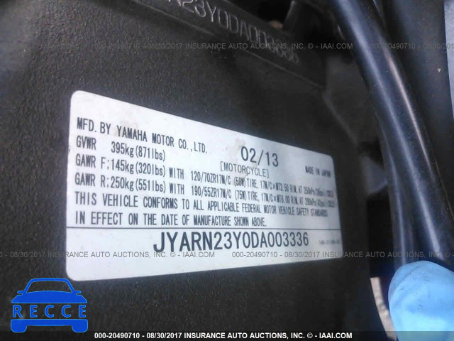 2013 Yamaha YZFR1 JYARN23Y0DA003336 зображення 9