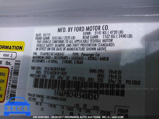 2015 Ford Mustang 1FA6P8CF4F5408247 image 8