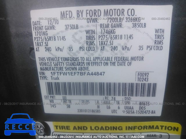 2011 Ford F150 1FTFW1EF7BFA44847 image 8