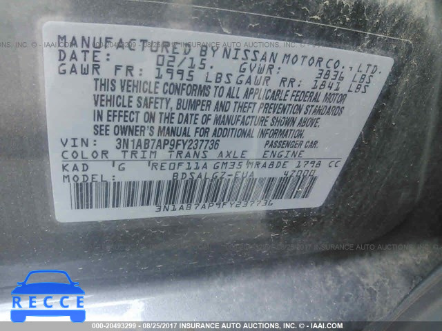 2015 Nissan Sentra 3N1AB7AP9FY237736 image 8