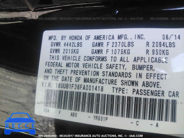 2015 Acura TLX 19UUB1F36FA001418 image 8