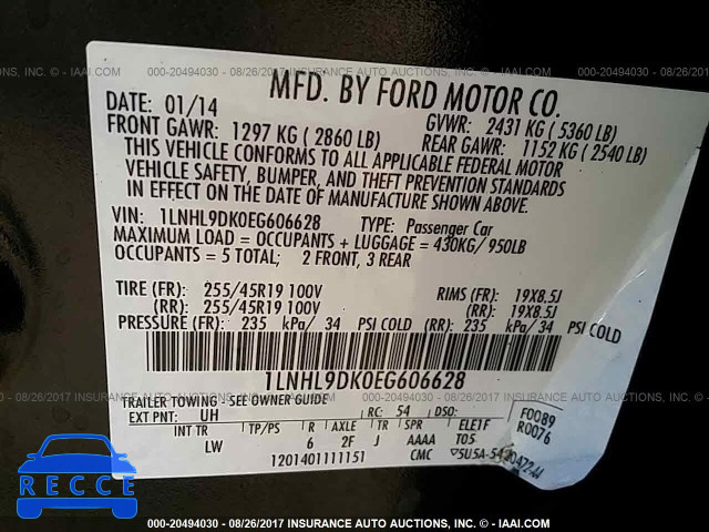 2014 Lincoln MKS 1LNHL9DK0EG606628 image 8
