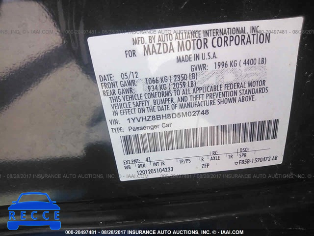 2013 Mazda 6 SPORT 1YVHZ8BH8D5M02748 image 8