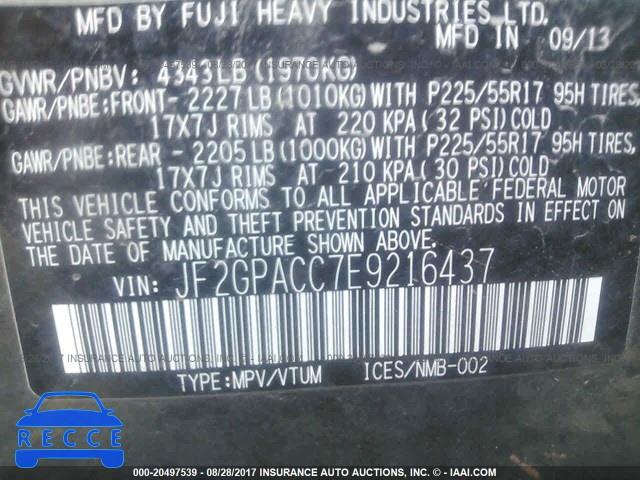 2014 Subaru Xv Crosstrek JF2GPACC7E9216437 Bild 8
