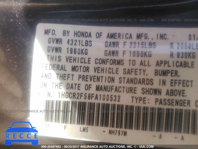 2015 Honda Accord 1HGCR2F58FA100532 image 8