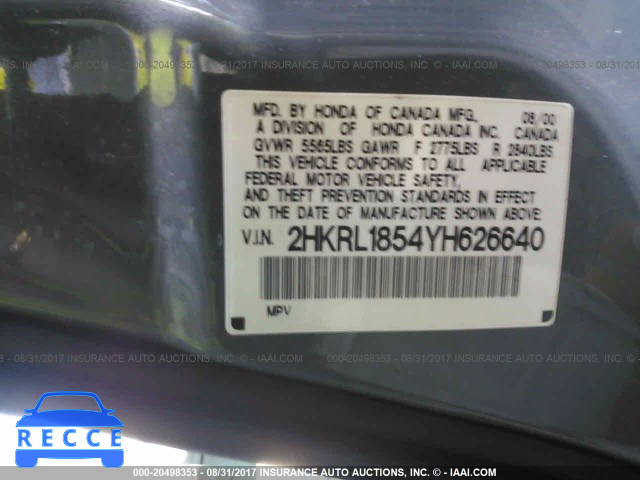 2000 HONDA ODYSSEY LX 2HKRL1854YH626640 image 8