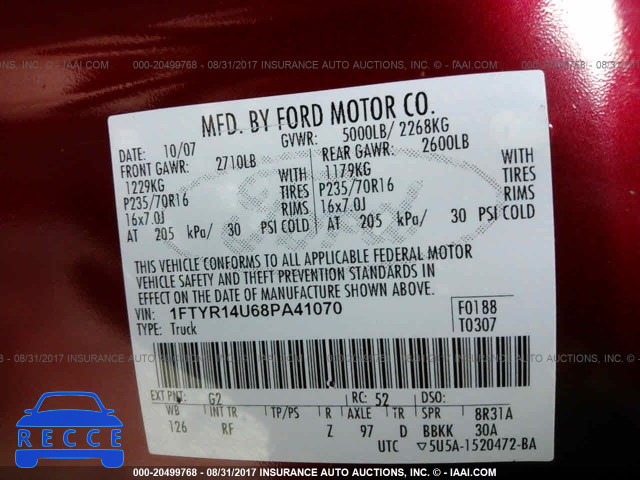 2008 Ford Ranger 1FTYR14U68PA41070 image 8