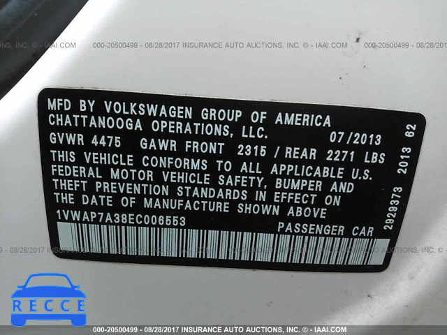 2014 Volkswagen Passat S 1VWAP7A38EC006553 image 8