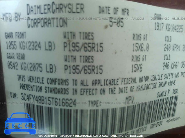 2005 Chrysler PT Cruiser 3C4FY48B15T616624 image 8