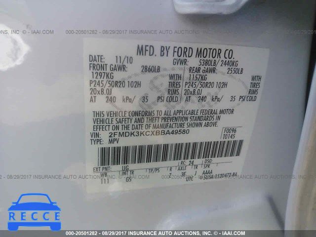 2011 Ford Edge 2FMDK3KCXBBA49580 image 8