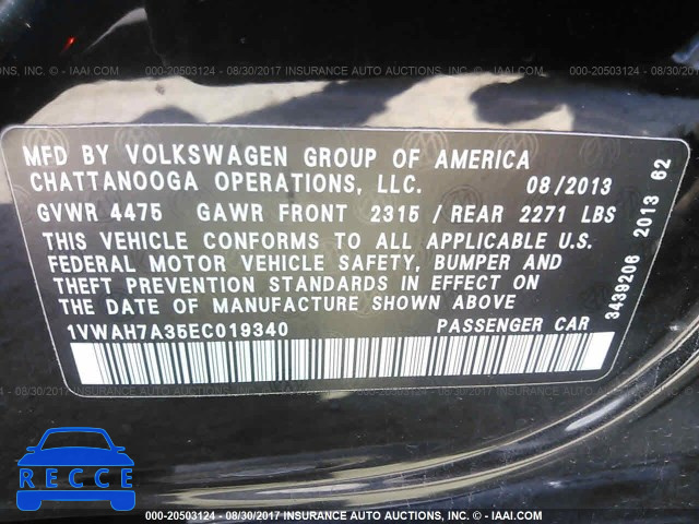 2014 Volkswagen Passat 1VWAH7A35EC019340 image 8