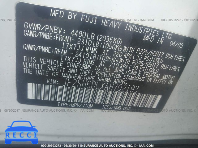 2010 Subaru Forester 2.5X LIMITED JF2SH6DCXAH702193 image 8