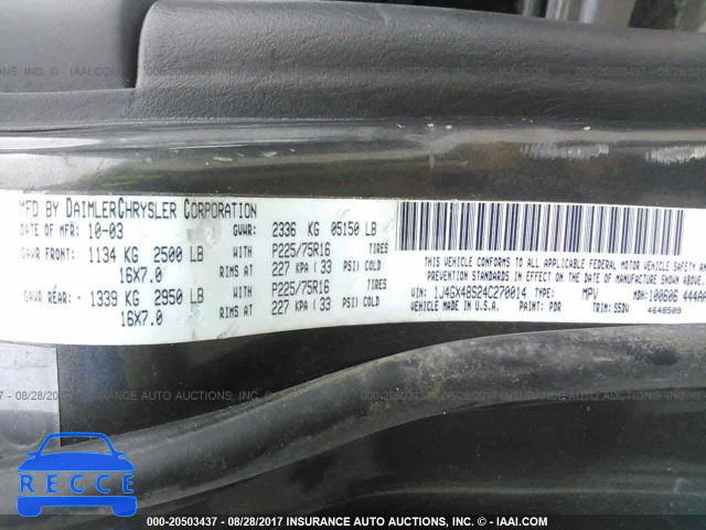 2004 Jeep Grand Cherokee 1J4GX48S24C270014 image 8