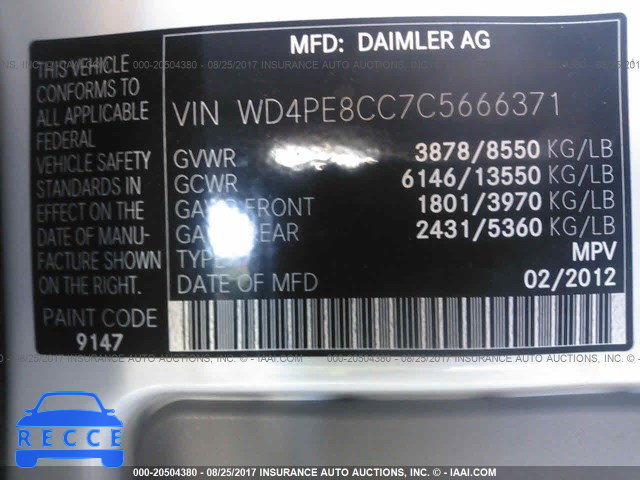 2012 Mercedes-benz Sprinter 2500 WD4PE8CC7C5666371 зображення 8