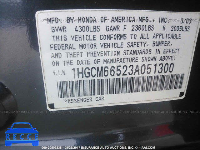 2003 Honda Accord 1HGCM66523A051300 зображення 8