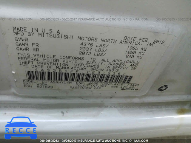 2012 Mitsubishi Galant ES/SE 4A32B3FF1CE018267 image 8