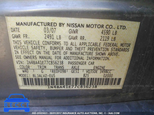 2007 Nissan Maxima 1N4BA41E77C856238 image 8