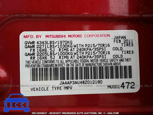2011 Mitsubishi Outlander Sport ES JA4AP3AU4BZ012180 image 8