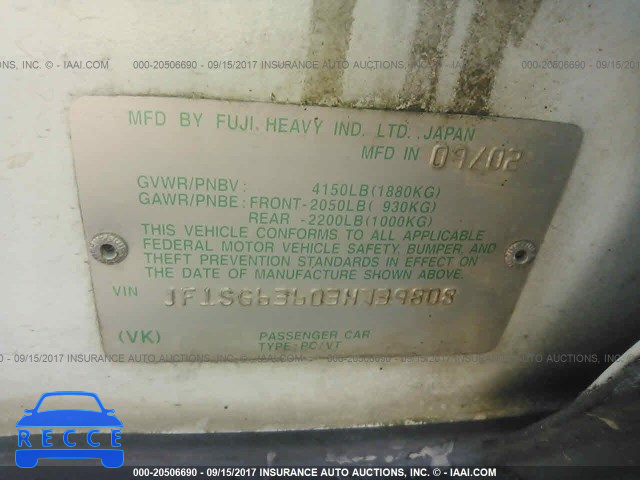 2003 Subaru Forester JF1SG63603H739808 image 8