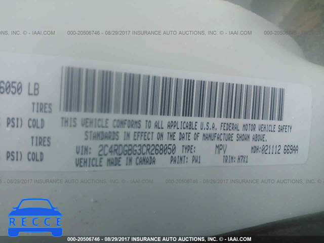 2012 Dodge Grand Caravan 2C4RDGBG3CR268050 image 8