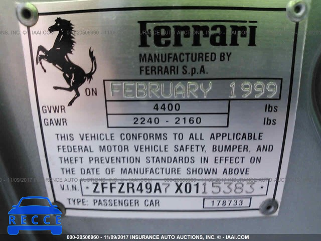 1999 Ferrari F550 MARANELLO ZFFZR49A7X0115383 зображення 8