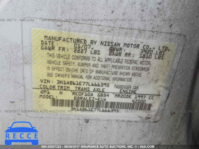 2007 Nissan Sentra 3N1AB61E77L666395 image 8