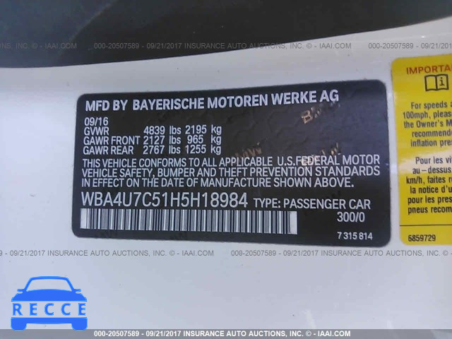 2017 BMW 430I WBA4U7C51H5H18984 Bild 8