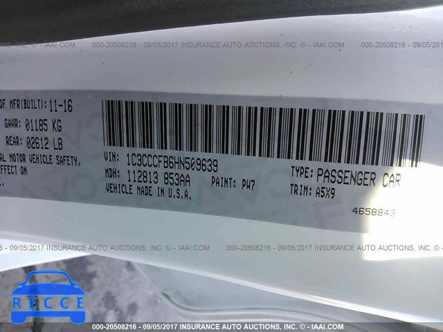 2017 CHRYSLER 200 LX 1C3CCCFB6HN509639 image 8