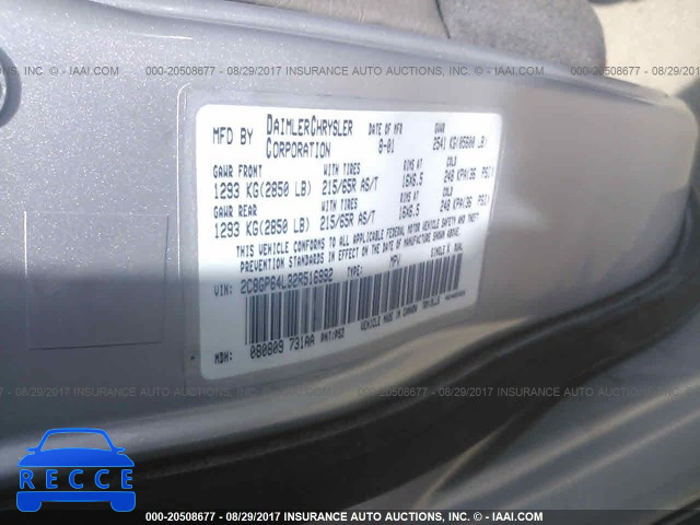2002 Chrysler Town and Country 2C8GP64L32R516992 image 8