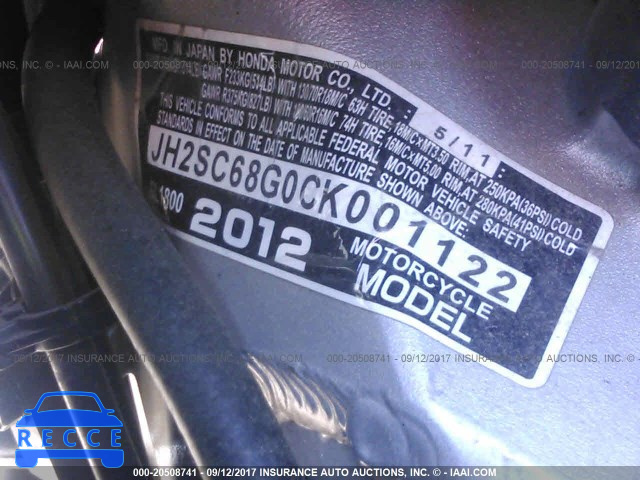 2012 Honda GL1800 JH2SC68G0CK001122 image 9