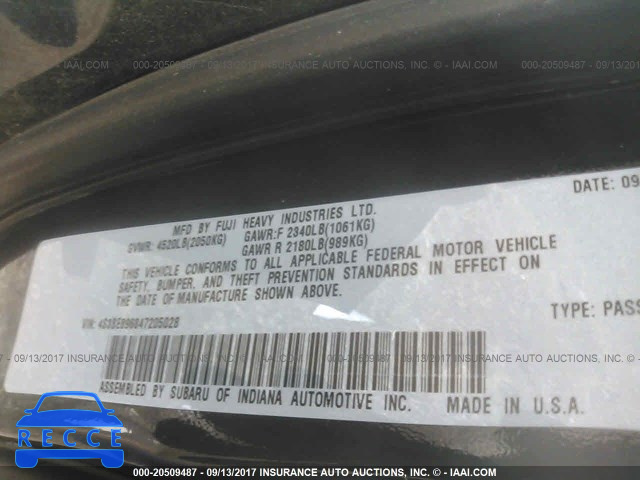 2004 SUBARU LEGACY OUTBACK 3.0 H6/3.0 H6 VDC 4S3BE896847205028 зображення 8