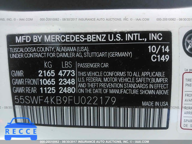 2015 Mercedes-benz C 55SWF4KB9FU022179 зображення 8