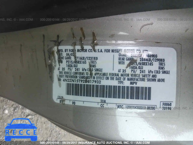 2002 Nissan Quest GXE 4N2ZN15T92D817932 image 8