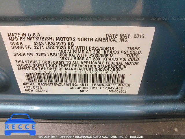 2013 Mitsubishi Outlander Sport ES 4A4AR3AU8DE023055 image 8