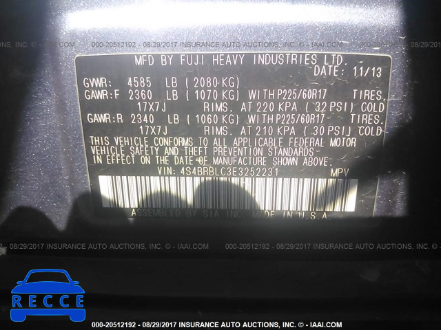 2014 Subaru Outback 2.5I LIMITED 4S4BRBLC3E3252231 image 8