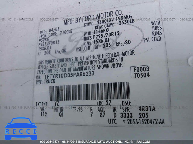 2005 Ford Ranger 1FTYR10D05PA86233 image 8