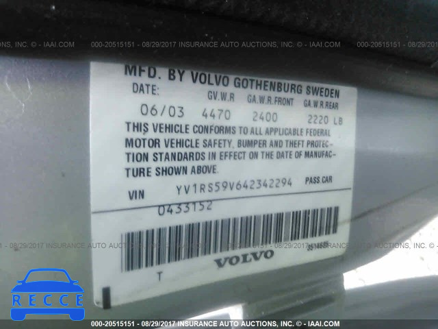 2004 Volvo S60 2.5T YV1RS59V642342294 image 8