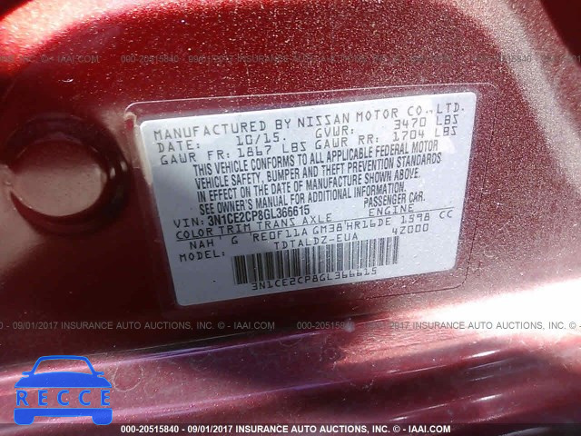 2016 NISSAN VERSA NOTE 3N1CE2CP8GL366615 зображення 8