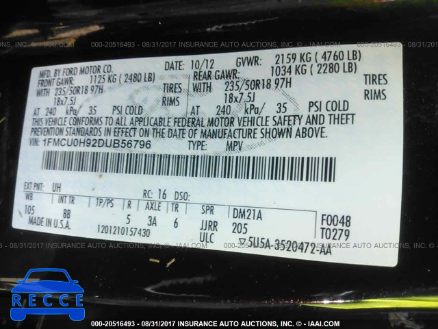2013 Ford Escape 1FMCU0H92DUB56796 image 8