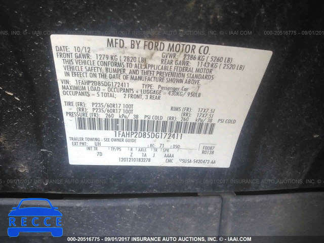 2013 Ford Taurus 1FAHP2D85DG172411 image 8